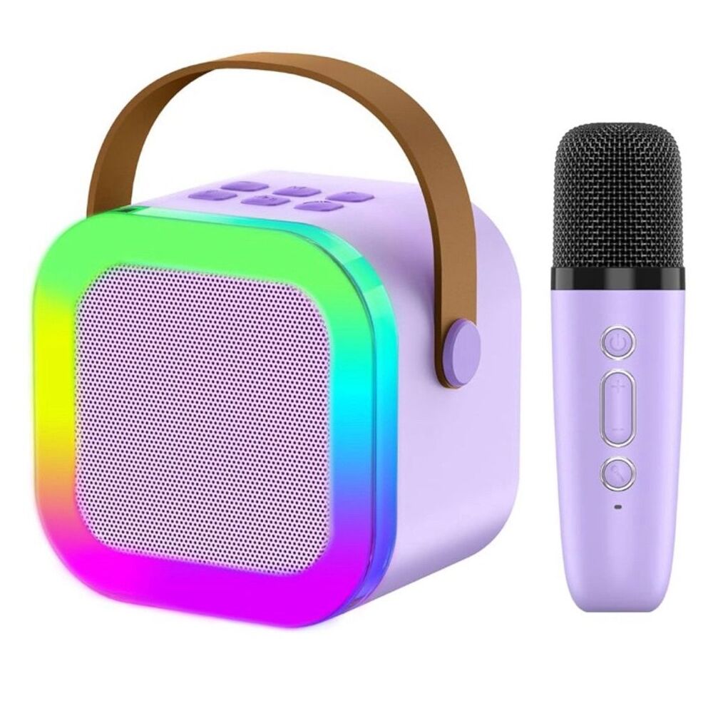 Portable Bluetooth Karaoke Machine w/ Wireless‎ Mic & LED Lights